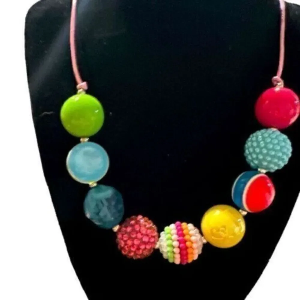 NWOT - Toddler/Girls Adjustable Beaded Necklace - Yellow Green Blue Red